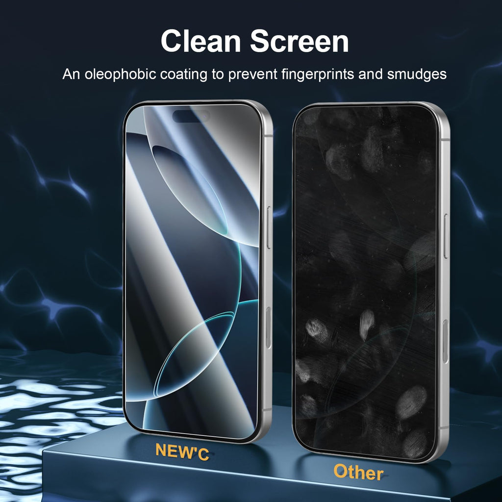NEW'C 3 Pack Designed for iPhone 17 Pro Max, iPhone 16 Pro Max Screen Protector (6.9 inches), Enhanced Tempered Glass Protection with easy installation tool included,Case Friendly Ultra Resistant