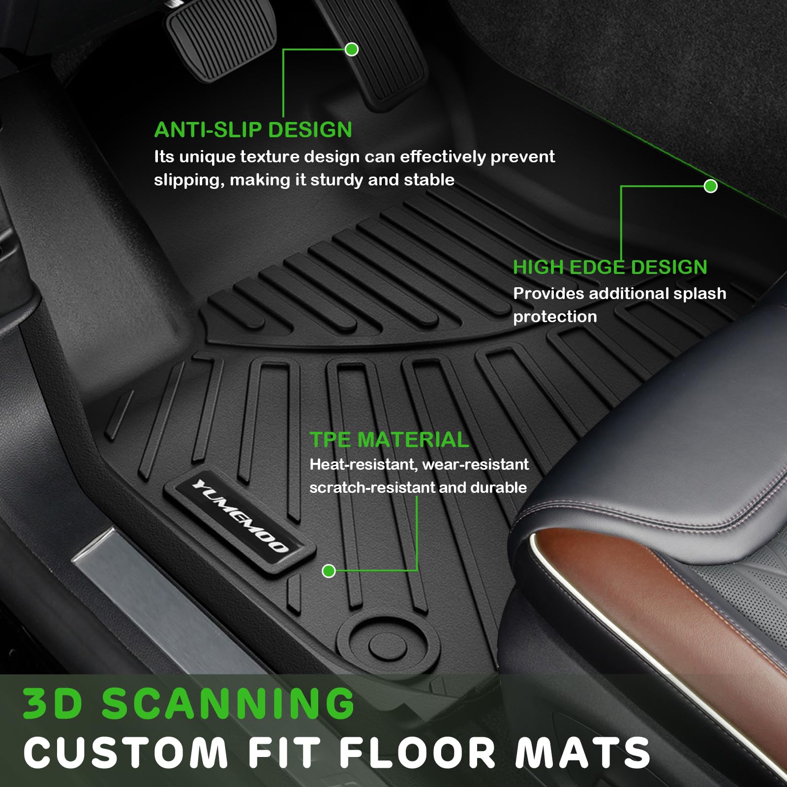 Floor Mats for 2011-2016 Hyundai Elantra All Weather TPE Floor Liners Custom Fit for Elantra 2011-2016 1st & 2nd Row Anti-Slip Full Set Car Mats(Not Fit GT or Touring Models)
