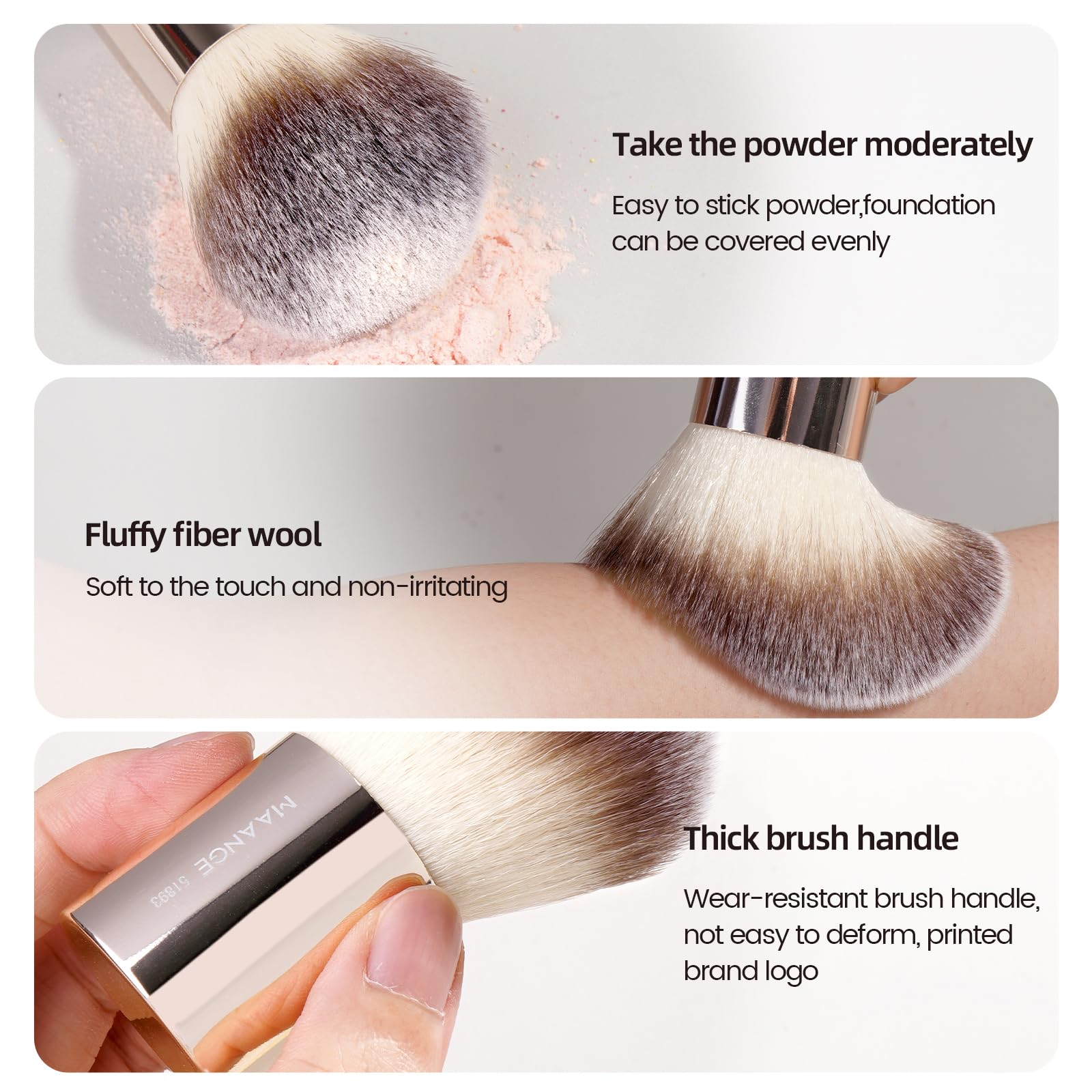 MAANGE 20 PCS Foundation Makeup Brush Set, Double-ended Kabuki Contour Brush for Liquid Powder Concealer Blending Blush Face Makeup Tools (Gold)