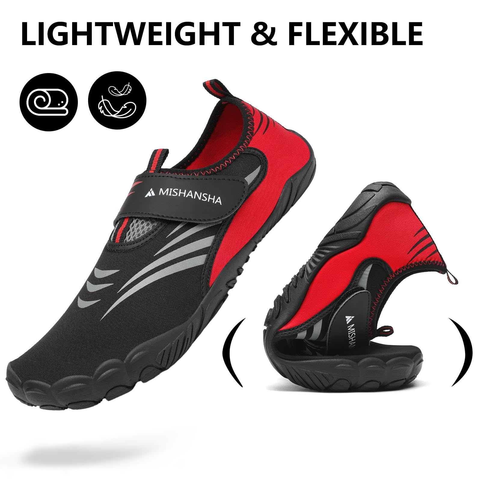 Mishansha Swimming Shoes for Women Breathabls Water Hiking Shoes Non-Slip Rafting Diving Aqua Yoga Dull Red-E0152 9.5 Women/7.5 Men
