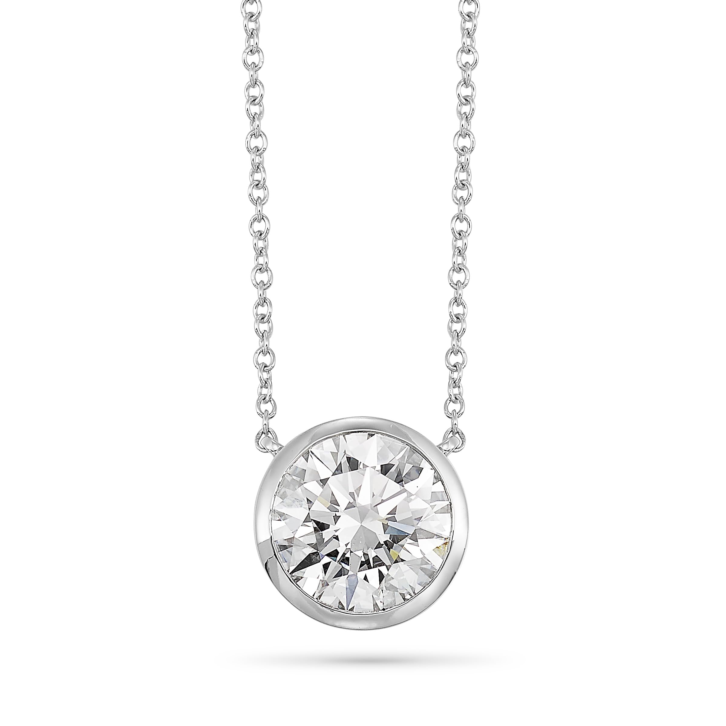 Carbon Atelier IGI Certified 3 Carat Brilliant Cut Lab Grown Diamond Round Solitaire Pendant Necklace for Women I 14k White Gold Necklace (G-H, VS1-VS2, cttw) I 18 Inch Long Chain I Lobster Claw