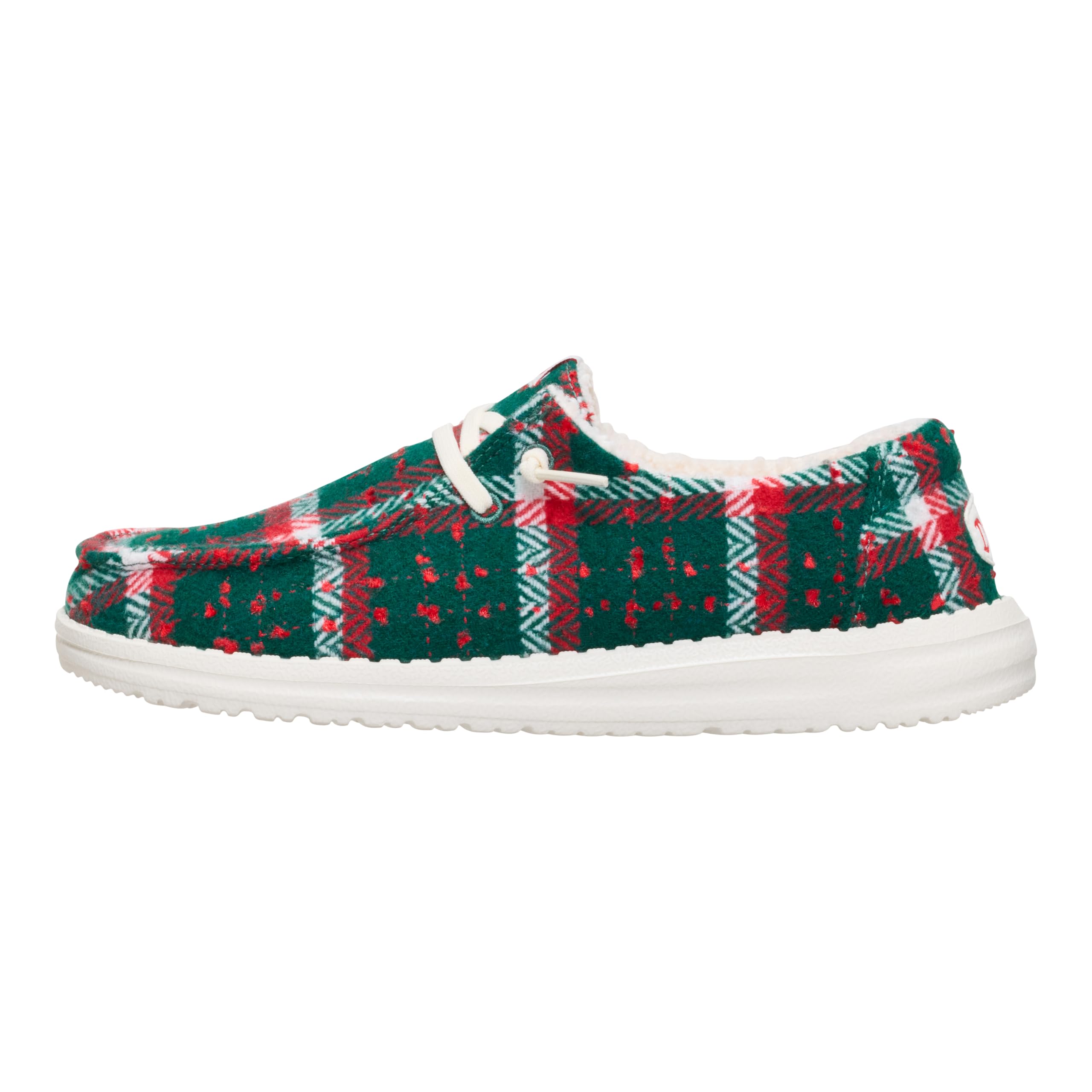 HEYDUDE Wendy Confetti Plaid Cozy Red/Green/Multi Size 8, Women’s Shoes, Slip-on Loafers, Comfortable & Light-Weight