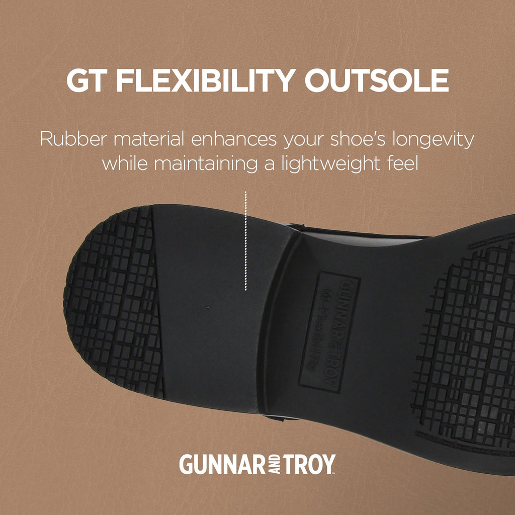 Gunnar and Troy Thorsson Oxford Men's Dress Shoes | PU Leather Classic Wingtip Oxford for Men | Cushioned Dual Density Footbed Tuxedo Shoes | Ironhide Black | 10.5