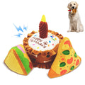CneeeeeB Birthday Dog Toys Crinkle Dog Toy Squeak Cake Toy Aggressive chew Toys for Puppy Sandwiches Pizza Party Dog Toy Interactive Birthday Toy with 3 Pack for Dog Birthday