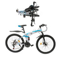 Arligaaduo 26 Inch Foldable Mountain Bike, 21 Speed Folding Mountain Bike with Double Shock Effect, Full Suspension Powerful Mechanical Dual Disc Brakes, Unique Design and Ergonomic Frame & Cushion