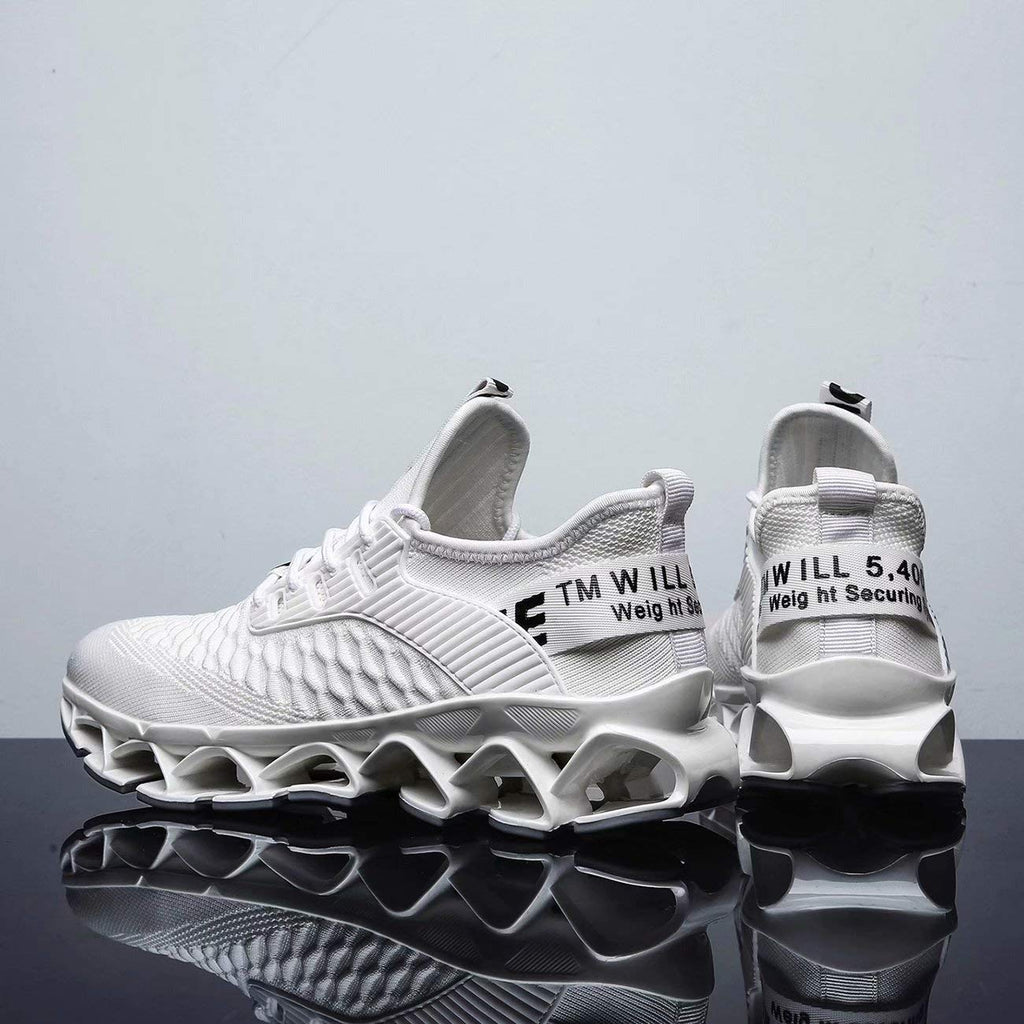 Vooncosir Men's Fashion Sneakers Breathable Mesh Running Shoes Blade Non Slip Soft Sole Casual Athletic Lightweight Walking Shoes(6.5,White)