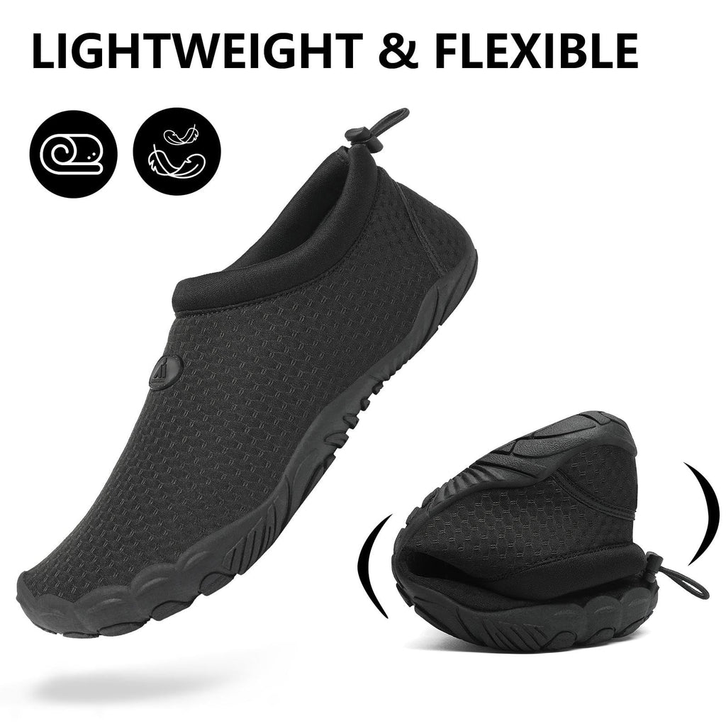 Mishansha Womens Mens Water Shoes Wide Toe Box Swim Beach Barefoot Shoes Quick Dry Non Slip Lividity Black 13.5 Women/11.5 Men