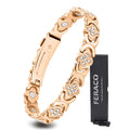 Feraco Pure Copper Bracelets for Women, Ultra Strength Magnetic Bracelet with 3800 Gauss Magnets & Sparkling Zirconia, Adjustable, Infinite Clover Jewelry (Rose Gold)
