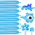 Blue Magic Modelling Balloons - 260 Pack Shiny Thick Latex for Balloon Animals, Baby Boy's Birthday or Shower