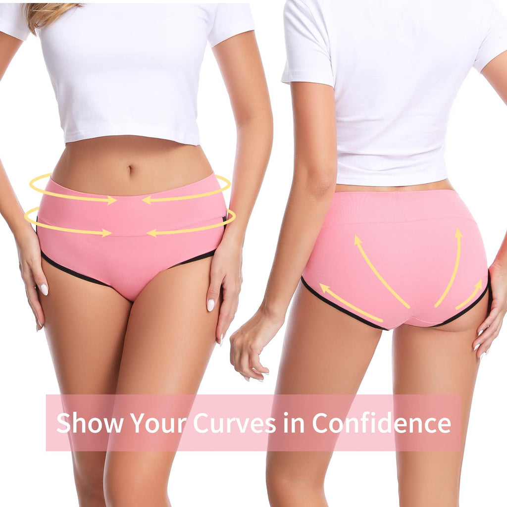 CAILECOTTON Womens Underwear Cotton Underwear for women High Waisted Full Coverage Brief Soft Stretch Breathable Everyday Hipster Ladies Pantie Comfy Briefs - Multi 5 pack