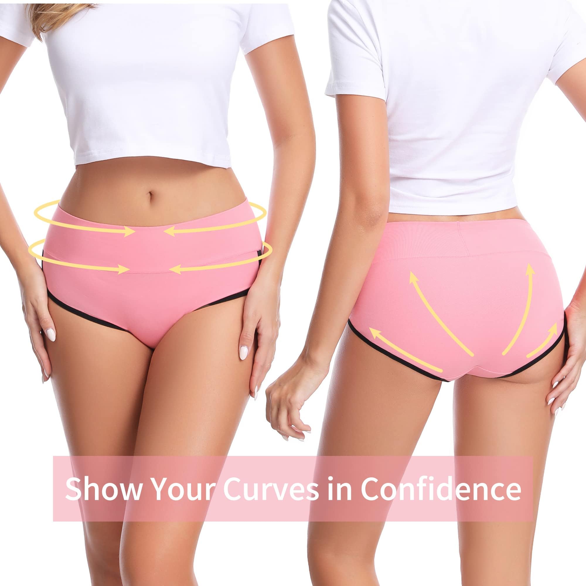 CAILECOTTON Womens Underwear Cotton Underwear for women High Waisted Full Coverage Brief Soft Stretch Breathable Everyday Hipster Ladies Pantie Comfy Briefs - Multi 5 pack