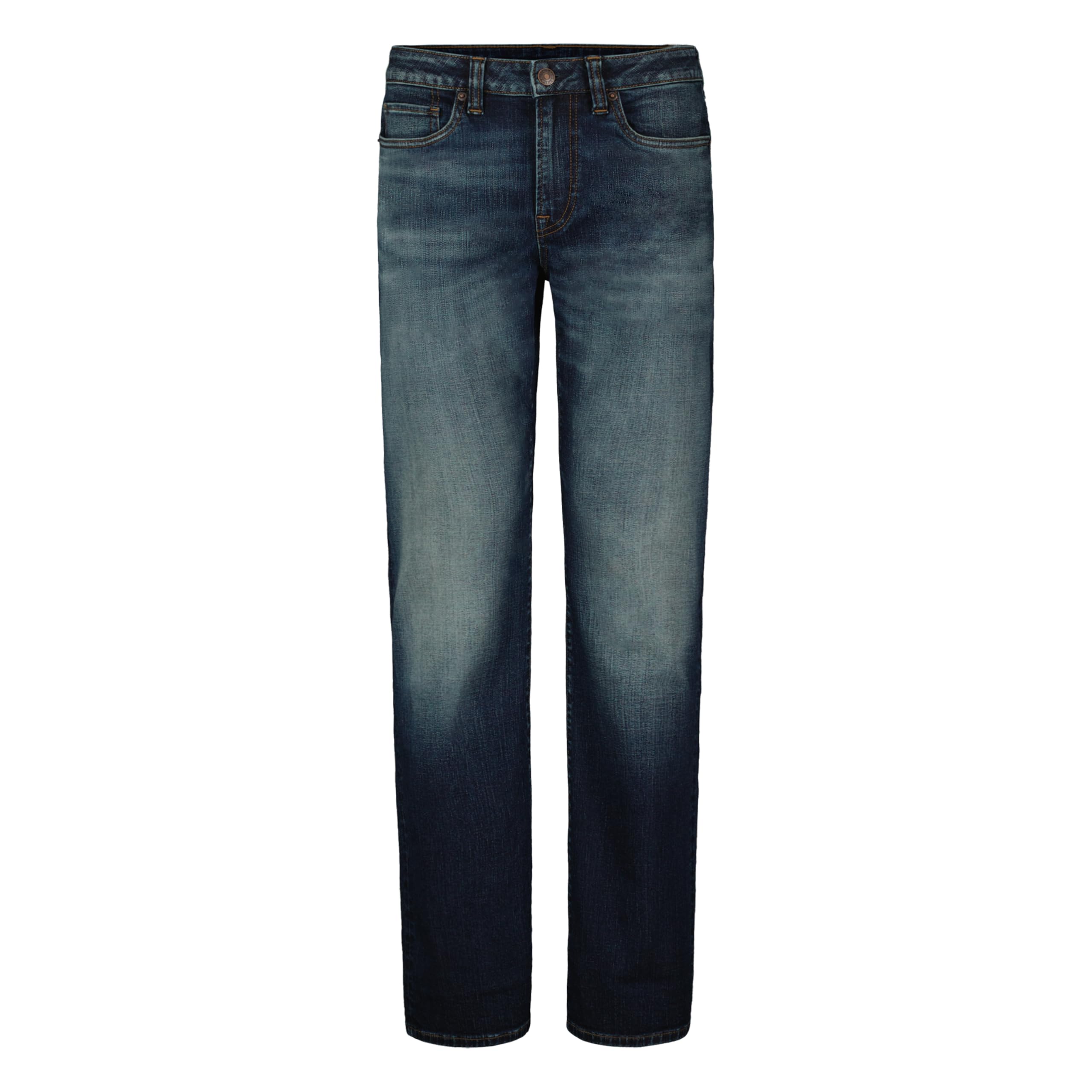 Buffalo David Bitton Men's Relaxed Straight Leg Driven Jean, Crinkled Mid Blue, 32W x 34L