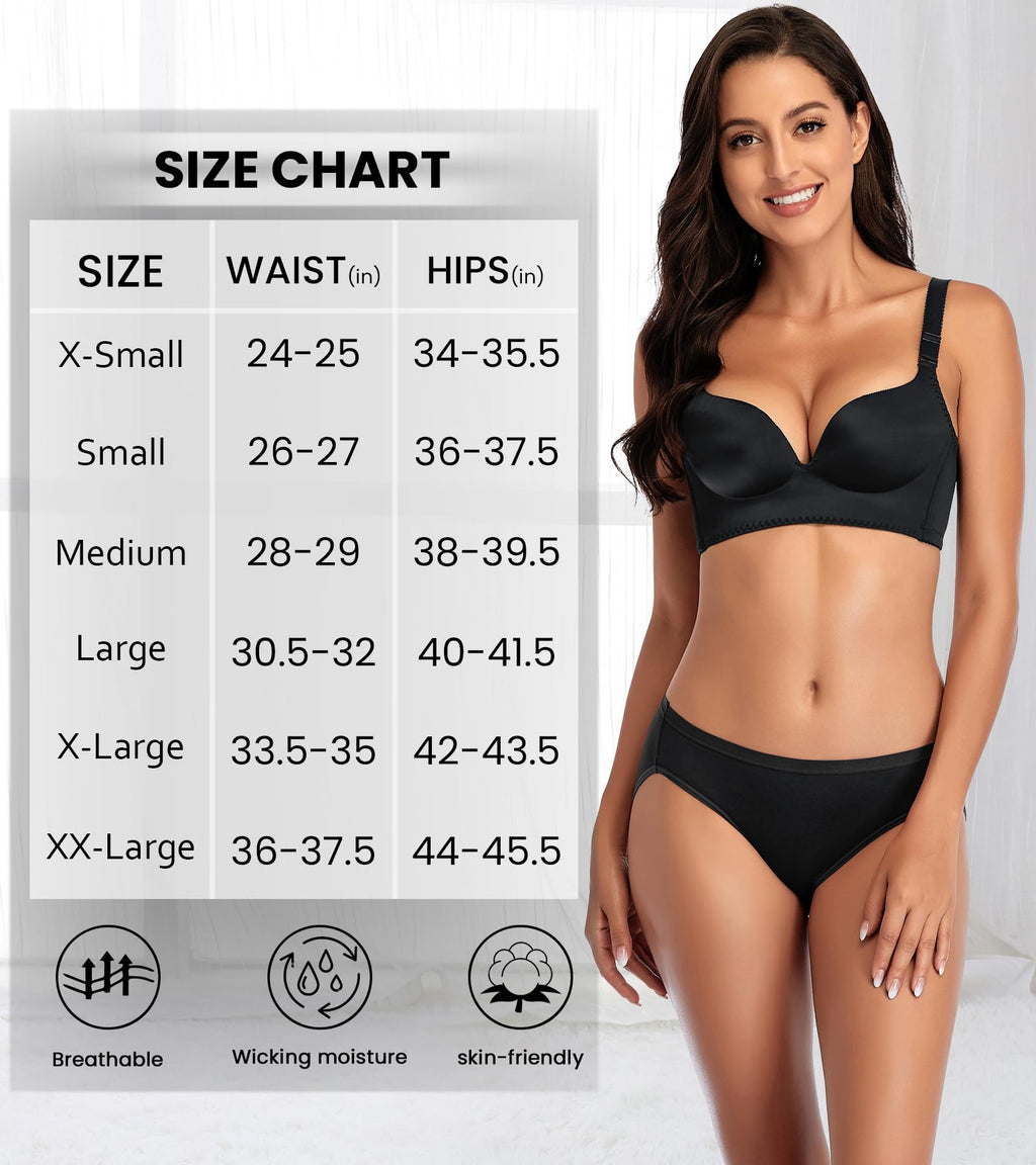 CULAYII Bikini Underwear for Women Seamless Womens Underwear Low Waist Cotton Panties for Women Hi-Cut Underwear Woman Packs(size L)