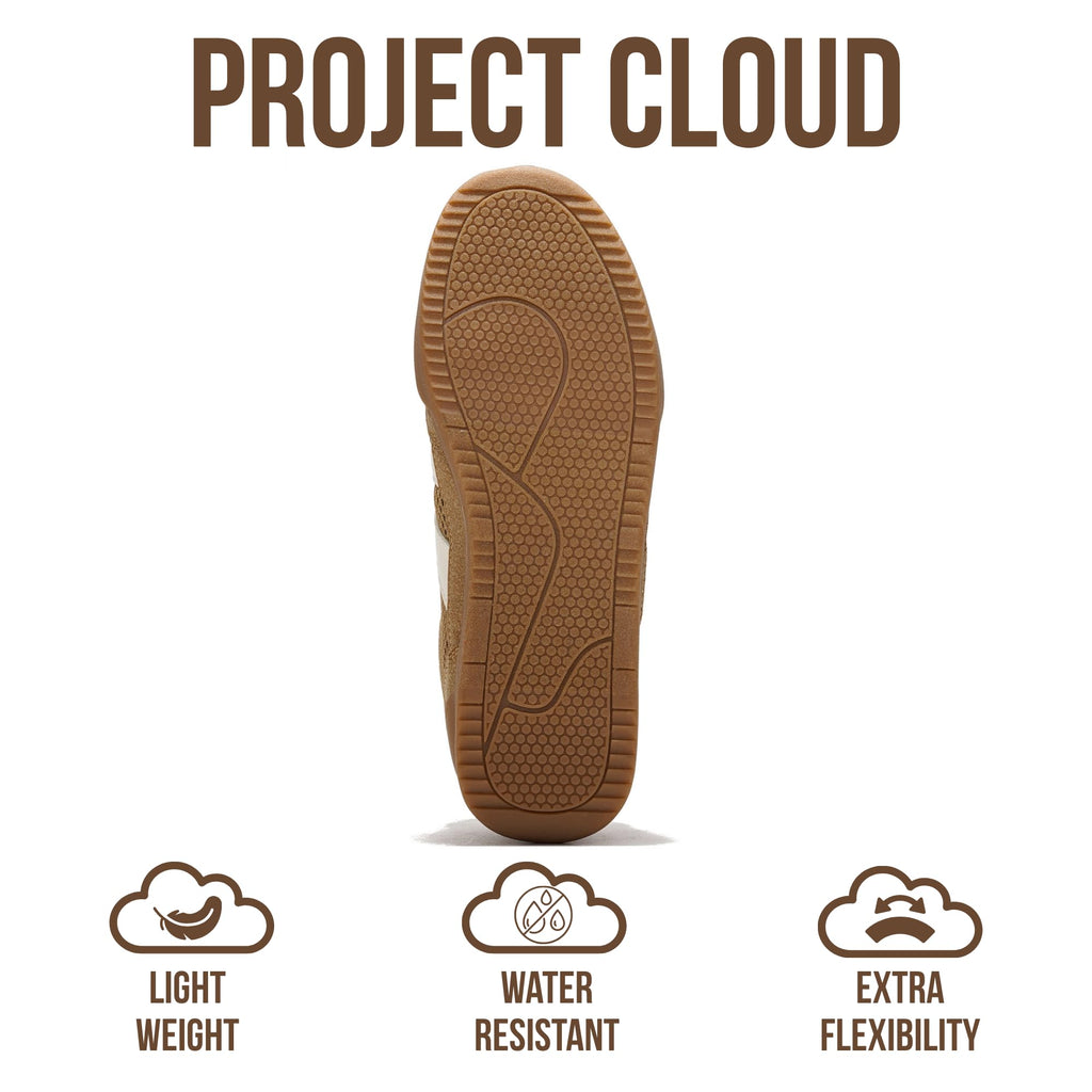 Project Cloud 100% Genuine Leather Casual Sneakers for Women - Memory Foam Insoles - Womens Shoes & Lightweight Women's Fashion Sneakers - Slip On Shoes for Women Footwear (Verdy, TAN, 7.5)