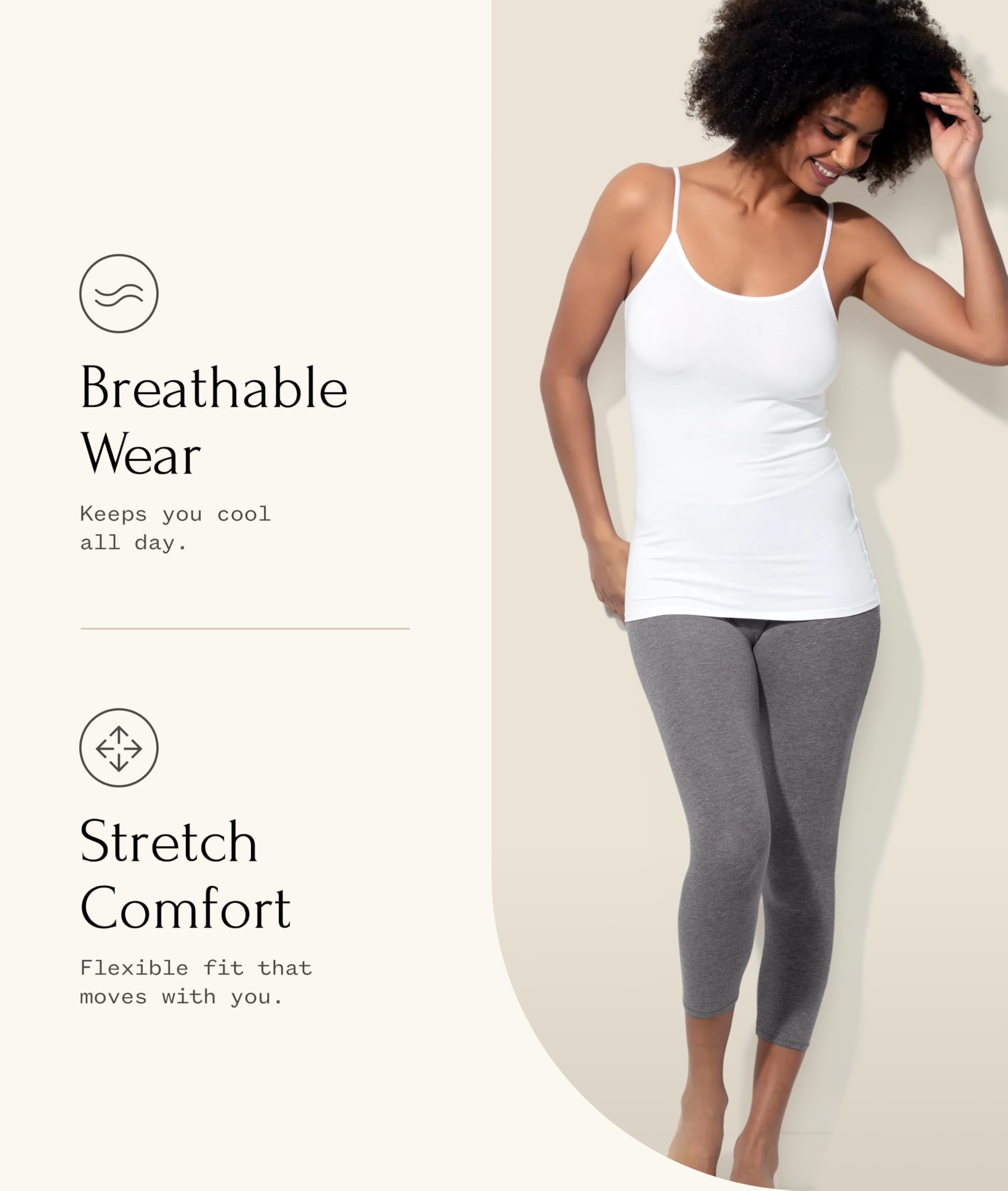 Felina Women's Cotton Modal Capri Leggings - Super Soft, Lightweight, Breathable for Fitness, Yoga, and Everyday Wear Black