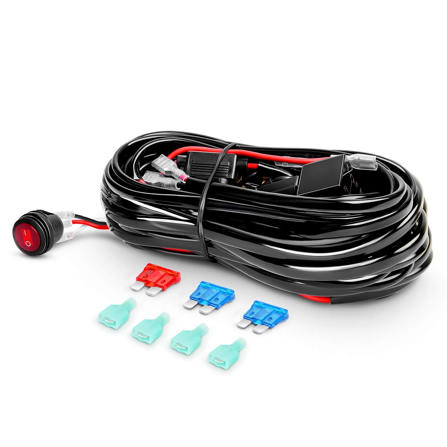 Nilight 2PC 4Inch Yellow Led Pods Triple Row 60W Flood Spot Combo Driving Fog Lights with 16AWG Switch Wiring Harness Kit-2 Leads for Offroad Pickup Trucks ATV UTV SUV, 2 Years Warranty