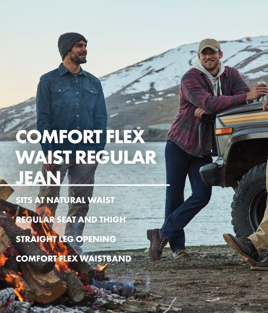 Wrangler Authentics Men's Regular Fit Comfort Flex Waist Jean, Blue Ocean, 34W x 32L
