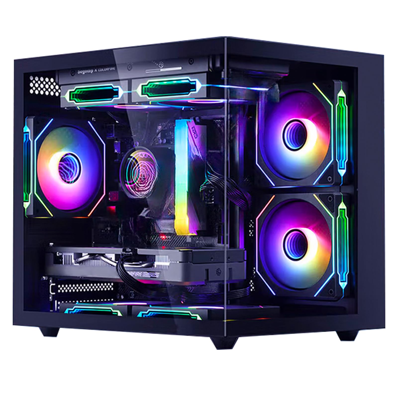 suevery Prebuilt Gaming Desktop Computer | 16G DDR4 RAM | 512G SSD | AMD Ryzen5 6Cores 3.6G Up to 4.1G | RX 560 4G Graphics Card | Wi-Fi 6 | Gamer PC Black