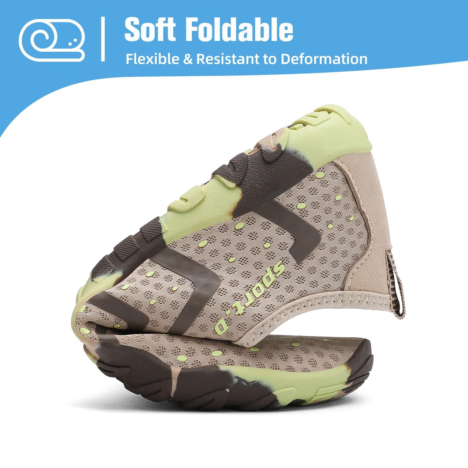 Mishansha Water Shoes for Women Men, Quick-Dry Barefoot Swim Shoes with Drainage Holes, Lightweight Aqua Shoe for Beach Pool River Boating Yoga Walking 6 Women/5 Men Rustic Brown