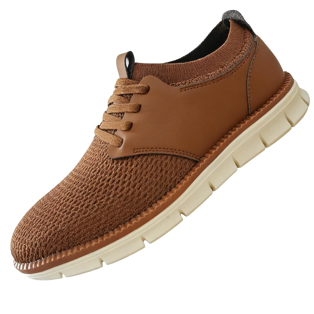 GOMUZO Men's KnitFlex Breeze Mesh Sneakers Casual Dress Sneakers Slip On Casual Dress Shoes Hands Free Walking Shoes (Brown, Adult, Men, 11, Numeric, US Footwear Size System, Medium)