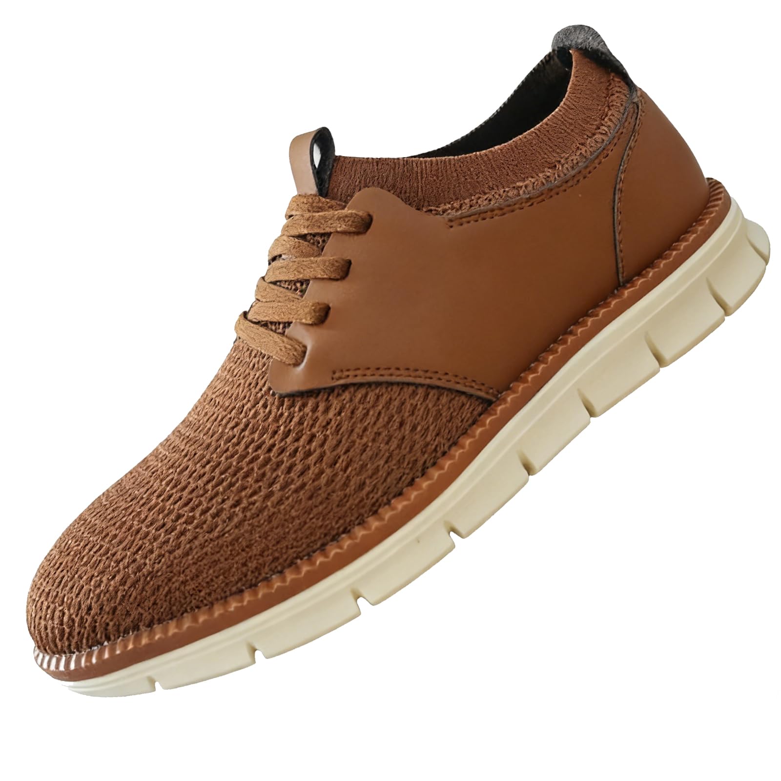 GOMUZO Men's KnitFlex Breeze Mesh Sneakers Casual Dress Sneakers Slip On Casual Dress Shoes Hands Free Walking Shoes (Brown, Adult, Men, 11, Numeric, US Footwear Size System, Medium)