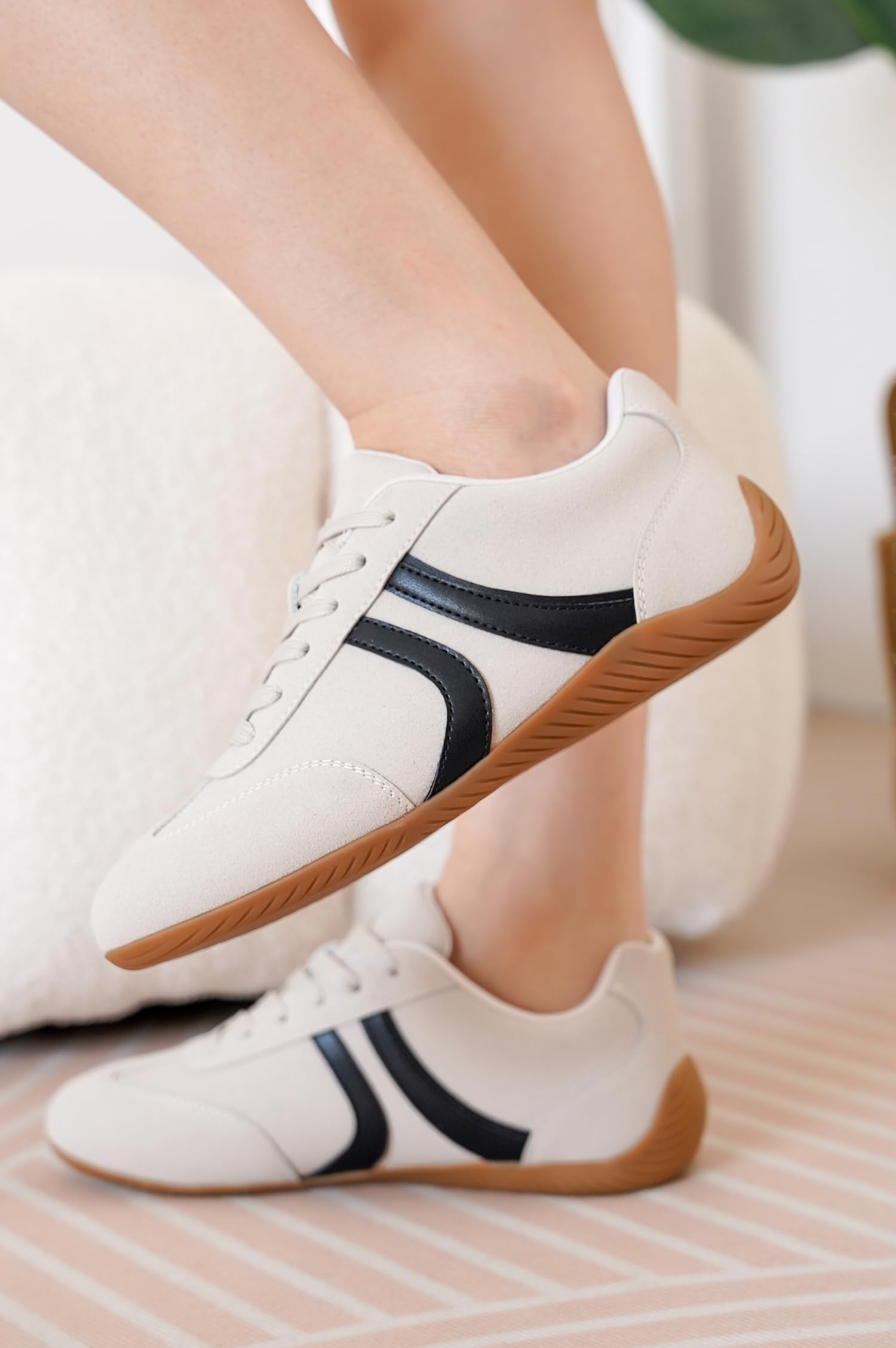 Project Cloud Barefoot Shoes Women – Memory Foam Lace-Up Womens Sneakers – Lightweight & Non Slip Womens Shoes Casual – All-Day Women's Fashion Sneakers for 2026 (Goal, Whit, 7) White