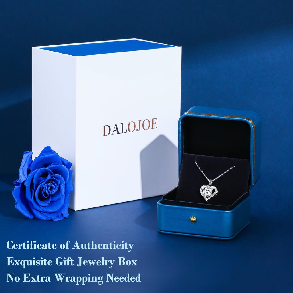 DALOJOE Moissanite Necklace for Women, 1-3 Carat Heart Necklace Engraved with 'I LOVE YOU', Birthday Gift for Wife, Anniversary Present for Wife Women, Jewelry Gifts for Valentine's Day