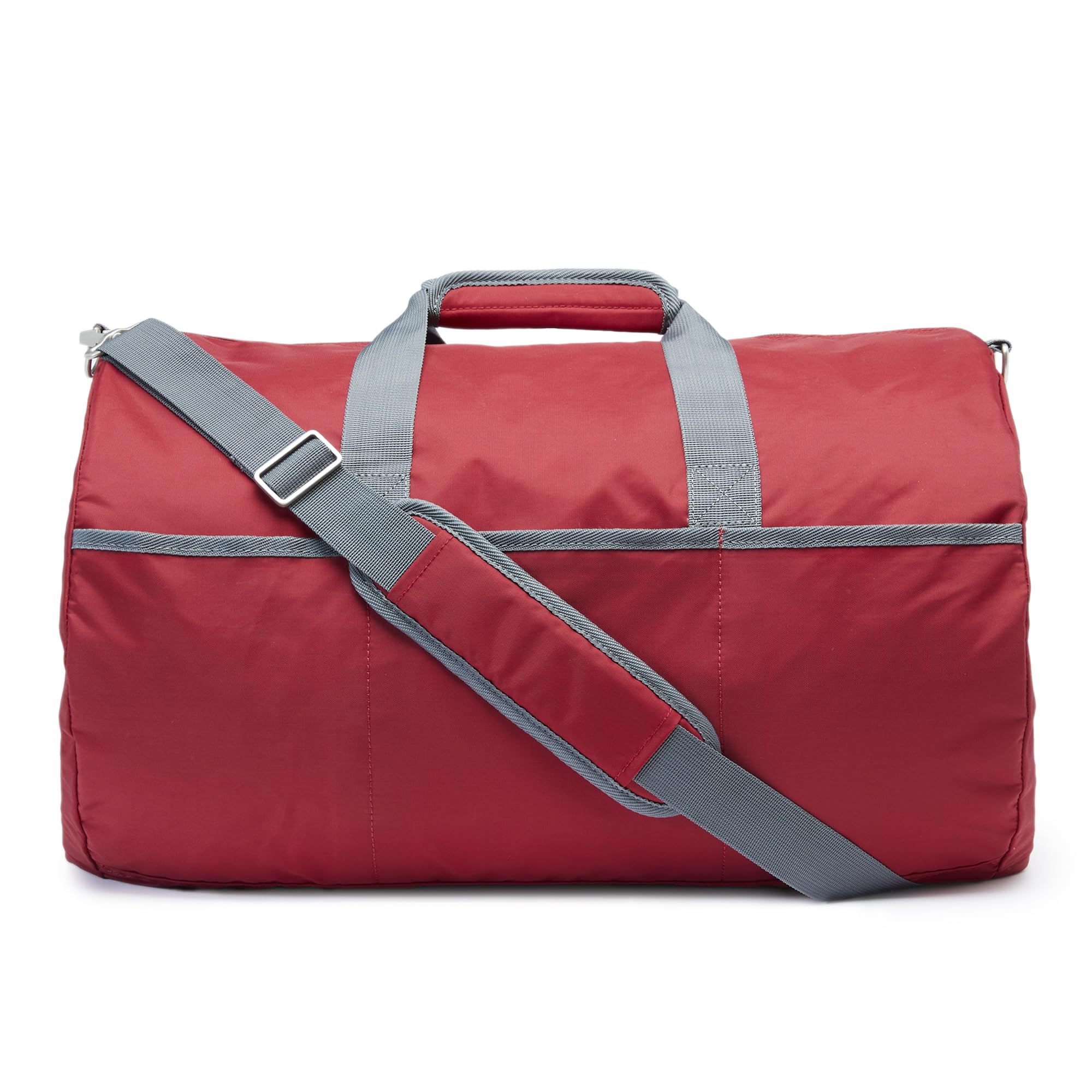 Amazon Essentials Lightweight Nylon Duffel Bag with Zippered Pockets, 20-inch, 30 lb Capacity, Red (Previously Amazon Basics)