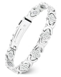 Feraco Pure Copper Bracelets for Women, Ultra Strength Magnetic Bracelet with 3800 Gauss Magnets & Sparkling Zirconia, Adjustable, Infinite Clover Jewelry (Silver)