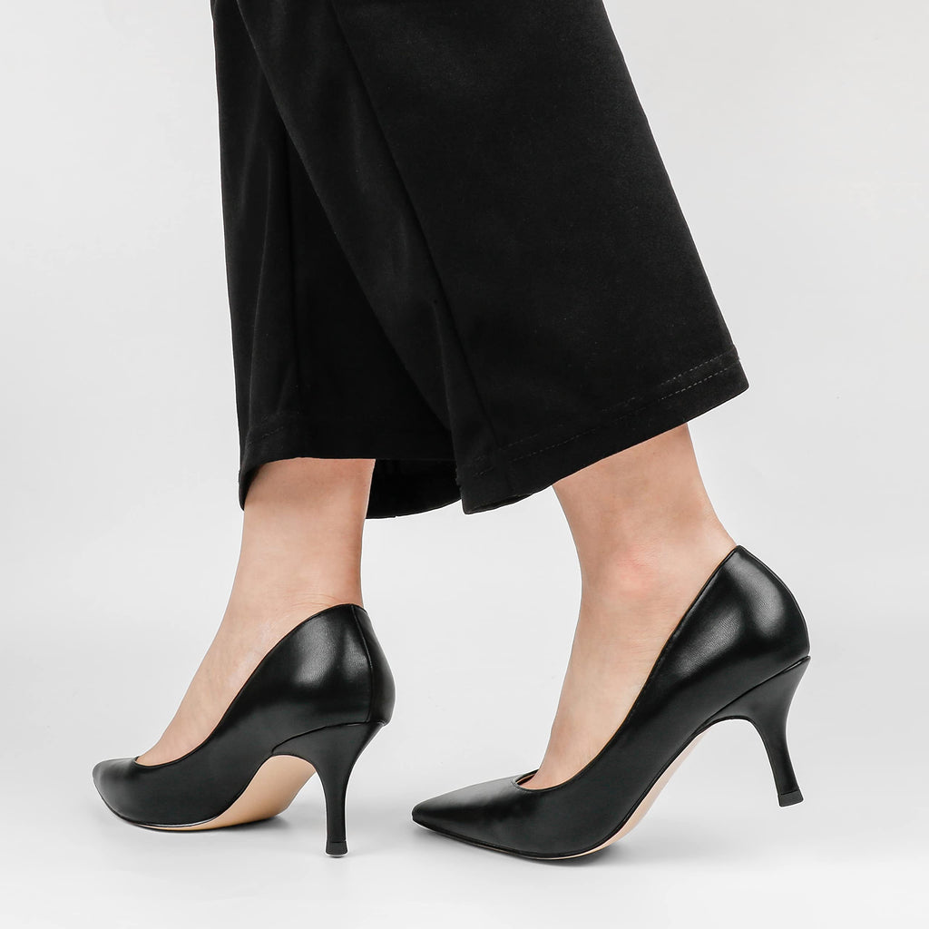 JOY IN LOVE Women's Shoes Low Heels Pointy Toe Kitten Heel Daily Pumps Black Matte 8.5 US