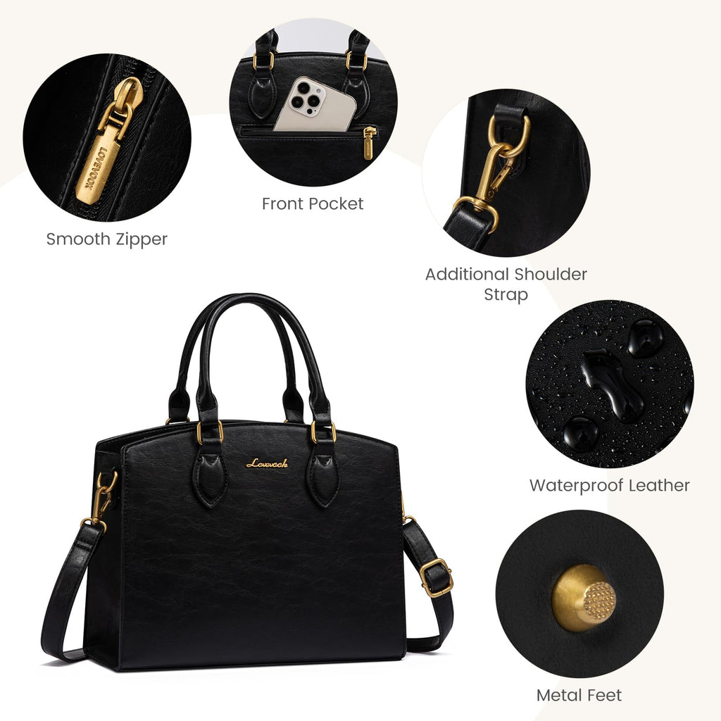 LOVEVOOK Purses and Handbags for Women, Vintage Tote Shoulder Bag Trendy, PU Leather Satchel Bag, Medium Ladies Hand Bag