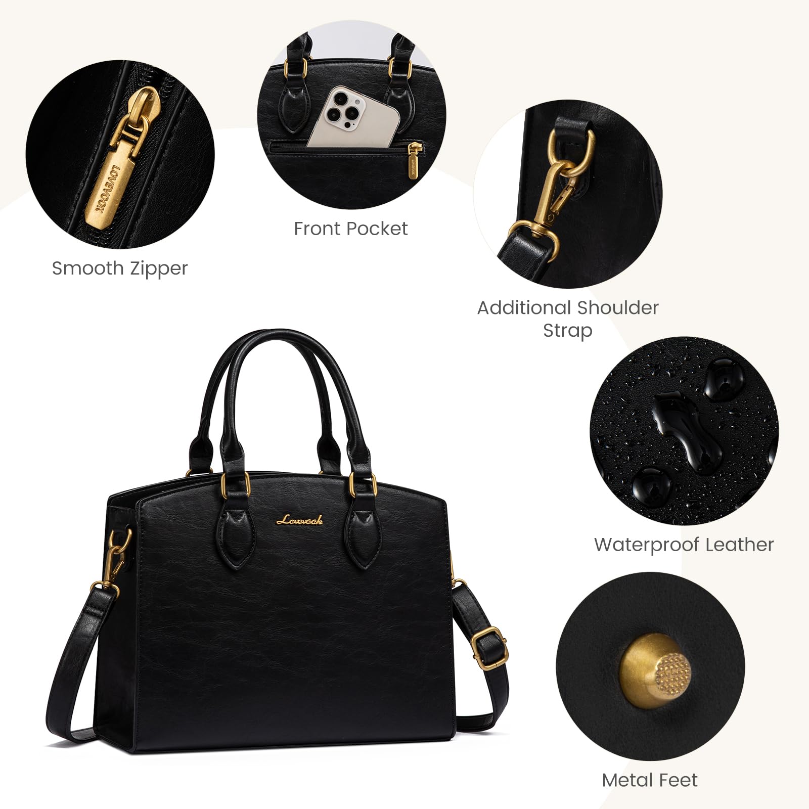 LOVEVOOK Purses and Handbags for Women, Vintage Tote Shoulder Bag Trendy, PU Leather Satchel Bag, Medium Ladies Hand Bag