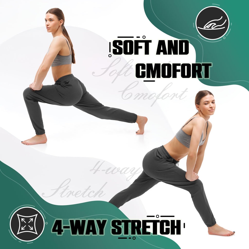 Walifrey Womens Joggers with Pockets, Drawstring Sweatpants Women for Lounging Jogging Gym and Workout DeepGrey,1 Pack DeepGrey XL
