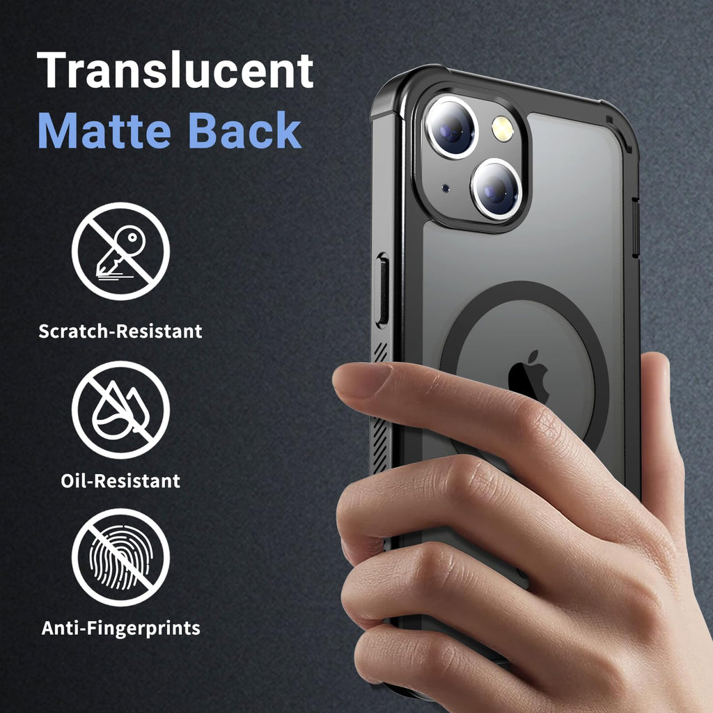 jaroco Magnetic for iPhone 13 Case, [Compatible with MagSafe][Military Grade Drop Protection][Heavy Duty Protection][Non-Slip][Shockproof] 2-Layer Durable Bumper Phone Case 6.1''-Black