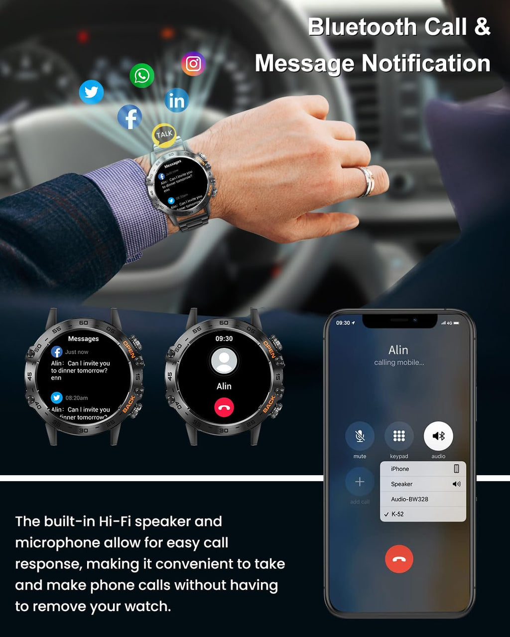 PODOEIL Military Smart Watches for Men(Answer/Make Call), Tactical Smartwatch for Android iOS, 400mAh Battery/Sports Tracking/Health/Sleep Monitoring