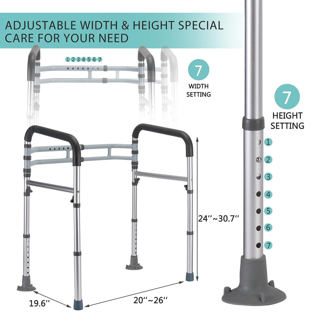 Lianjindun Toilet Safety Rails, Adjustable Toilet Frame for Elderly, Seniors, Handicap & Disabled, Foldable Handicap Toilet Handles Fit Any Toilets (300 LB)