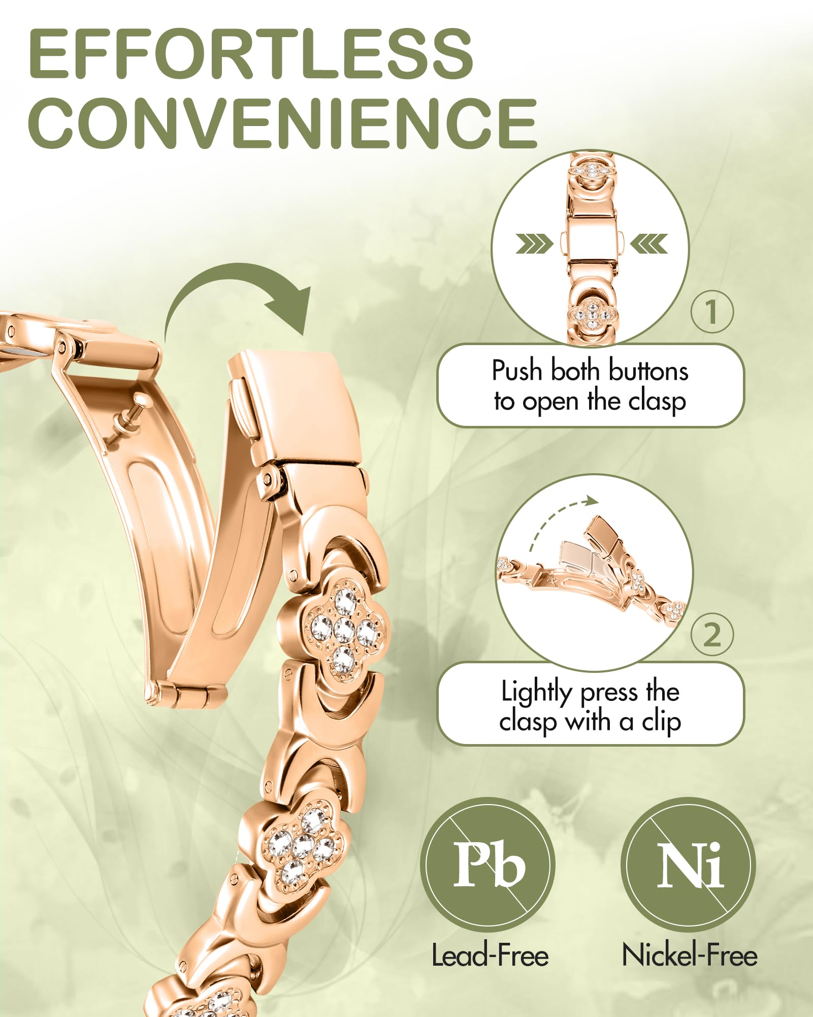 Feraco Pure Copper Bracelets for Women, Ultra Strength Magnetic Bracelet with 3800 Gauss Magnets & Sparkling Zirconia, Adjustable, Infinite Clover Jewelry (Rose Gold)