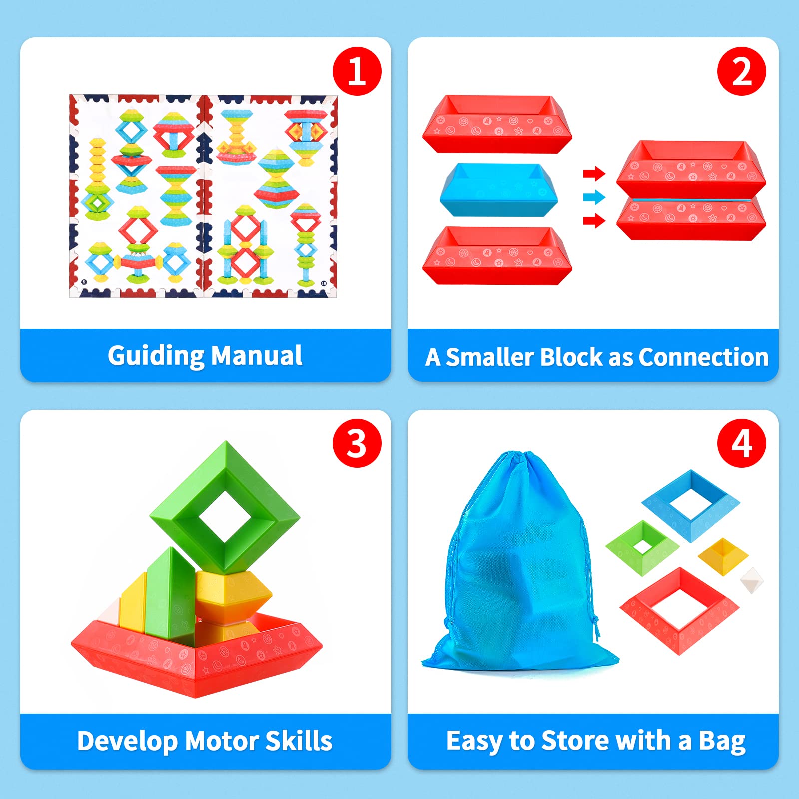 Hieoby Montessori Toys for 1 2 3 4 Year Old Boys Girls Toddlers Preschool Learning Activities 30Pcs Building Blocks Stacking Educational Toys STEM Sensory Gifts for Kids Age 1-2 2-4