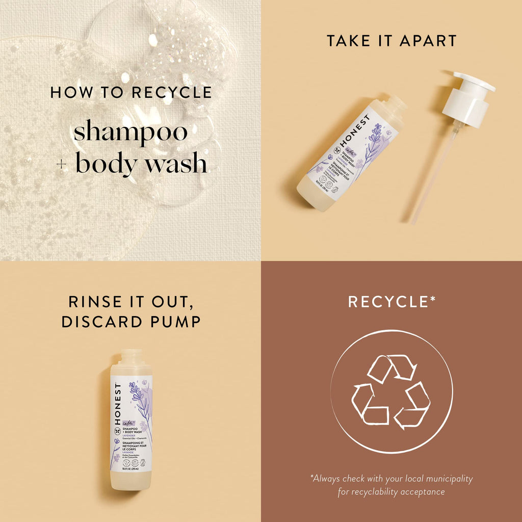 The Honest Company 2-in-1 Cleansing Shampoo Body Wash Gentle for Baby, Naturally Derived, Tear-free, Hypoallergenic, Lavender Calm, 18 fl oz