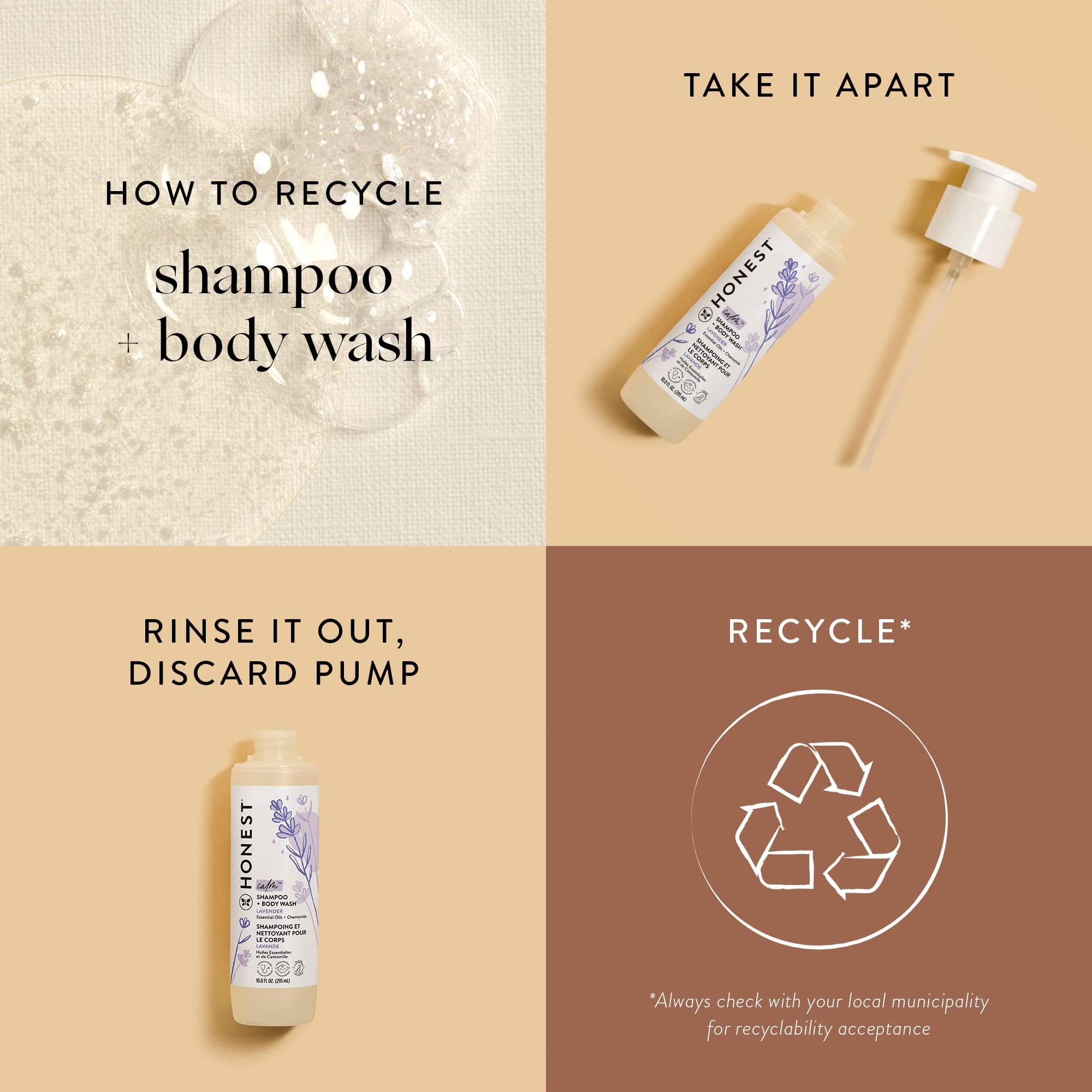 The Honest Company 2-in-1 Cleansing Shampoo Body Wash Gentle for Baby, Naturally Derived, Tear-free, Hypoallergenic, Lavender Calm, 18 fl oz