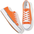 Adokoo Canvas Tennis Shoes for Women Low Top Casual White Black Sneakers for Women Lace Up Fashion Comfortable Walking Shoes (Orange,7.5)