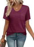 WIHOLL Womens Tops Casual Short Sleeve T Shirts for Summer Plum XXL