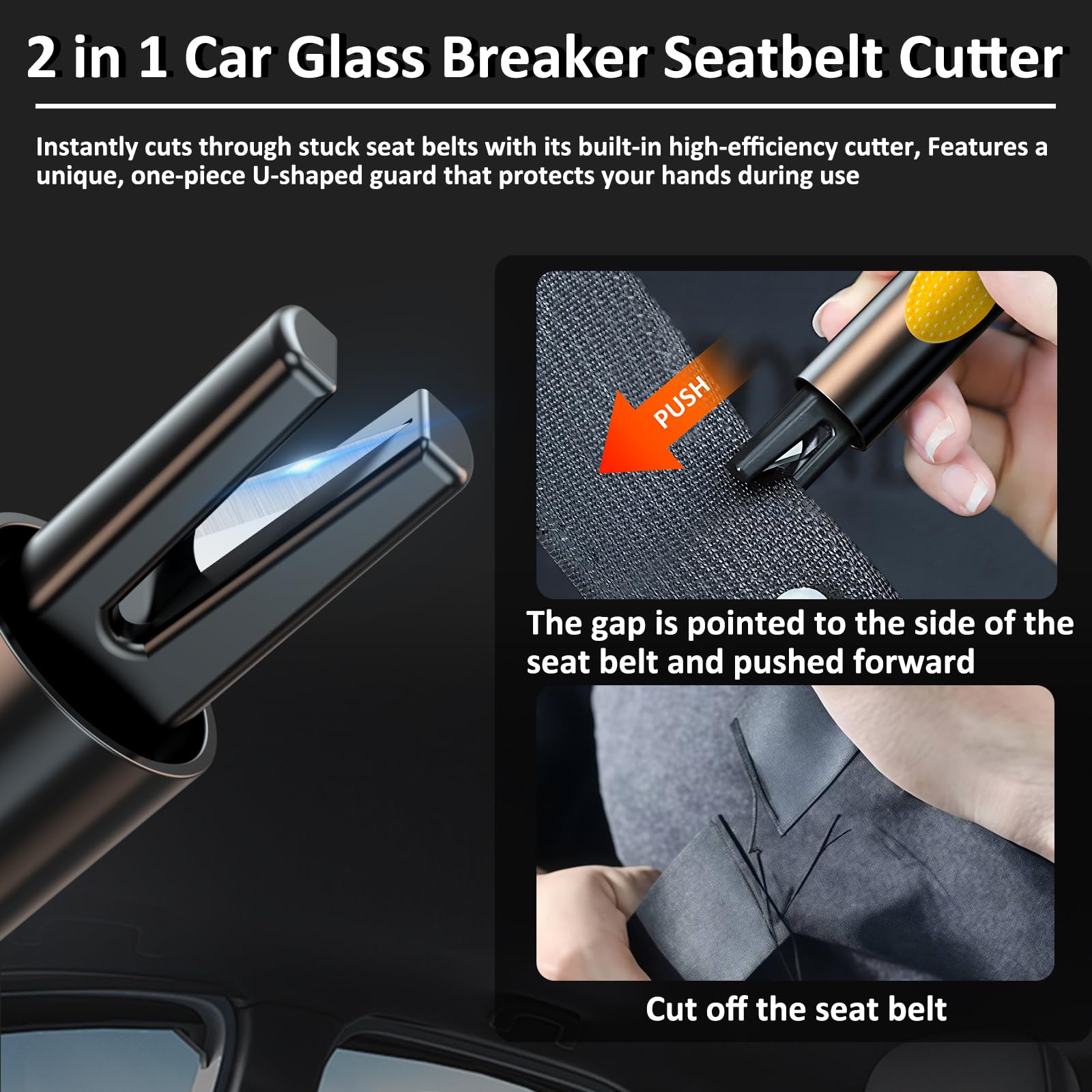 smosun Safehammer - 2025 Upgraded Safe Hammer Glass Breaker Under Water, Car Hammer Seatbelt Cutter Window Breaker Emergency Escape Tool, Safehammer Glass Breaker for New Cars (3PCS)