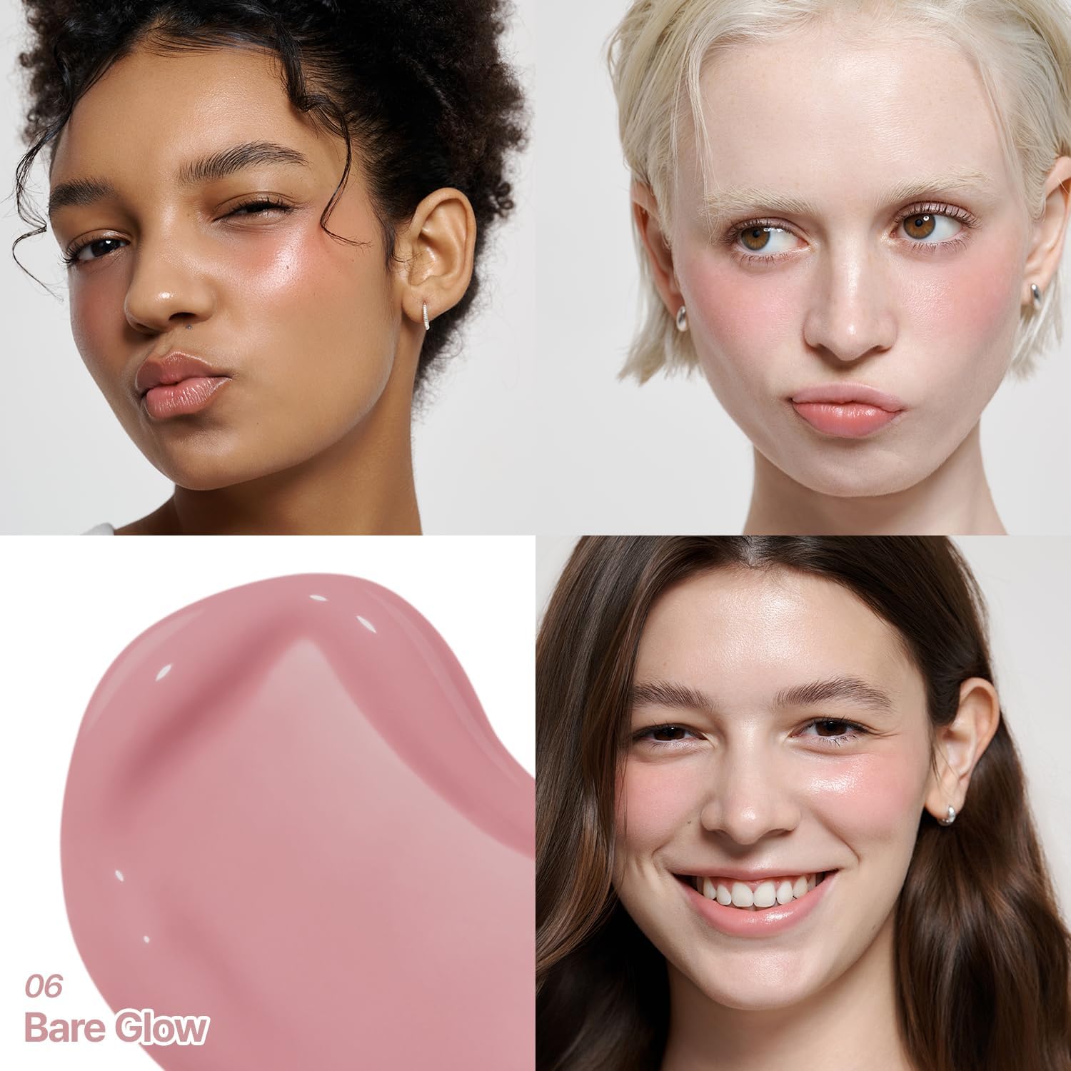 [2aN Heart Wearing Liquid Cheek (0.15oz) – Dewy Liquid Blush with Soft Glow & Clear Layering | Hydrating Essence + Glossy Oil Blend | Buildable, Finger-Blend Texture|8 Vibrant Shades] (06 Bare Glow)