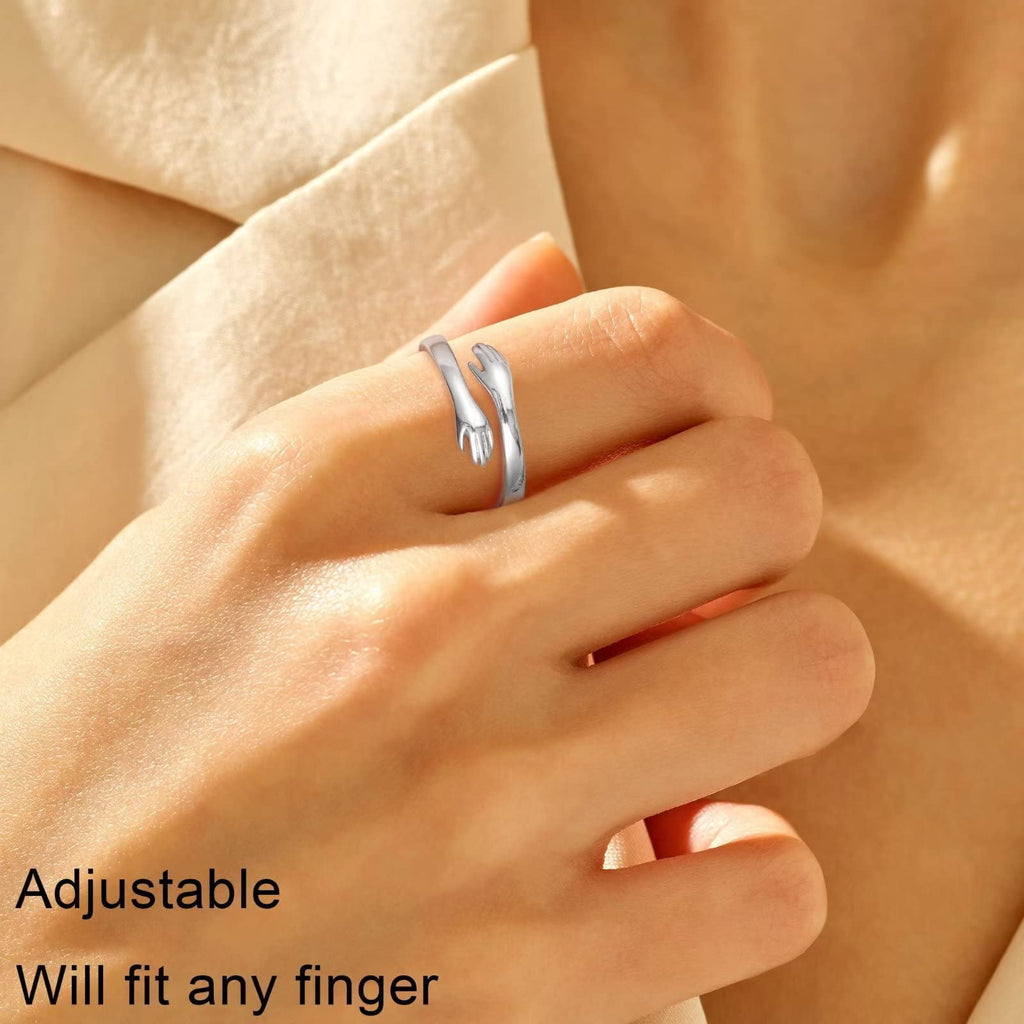 Yesteel Valentines Day Gifts for Kids Teen Girls - Sterling Silver Hug Rings Jewelry for Teen Girls Kids, Inspirational Gift for Teen Girl Kid Gifts for Teenage Girl