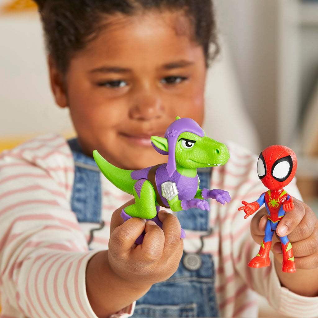 Marvel Spidey and His Amazing Friends Dino-Webs, Spidey and Goblin Raptor Action Figures Set, Super Hero Toys for Boys and Girls Ages 3 and Up