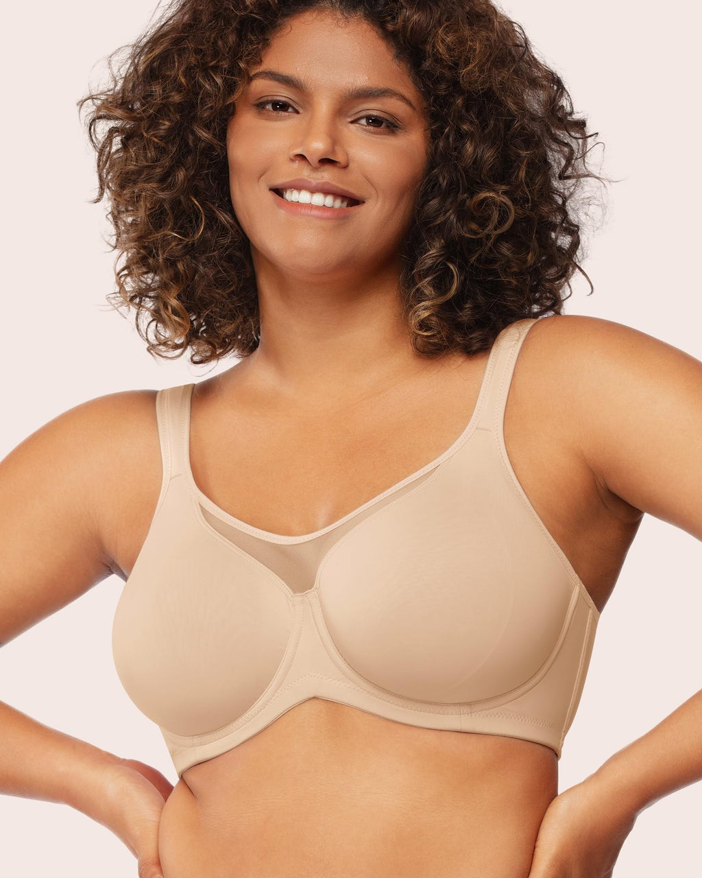 HSIA Minimizer Bras for Women Plus Size, Full Coverage Coolcomfort T Shirt Unlined Bra with Underwire for Heavy Breast, Light Beige 36DDD 01