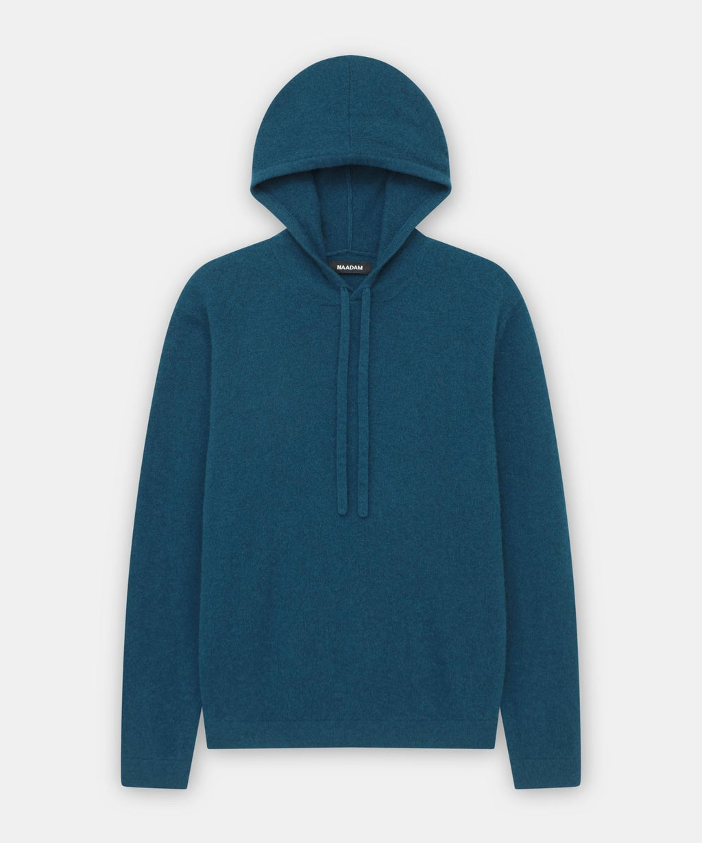 NAADAM Womens The Off-Duty 100% Cashmere Hoodie Peacock Blue