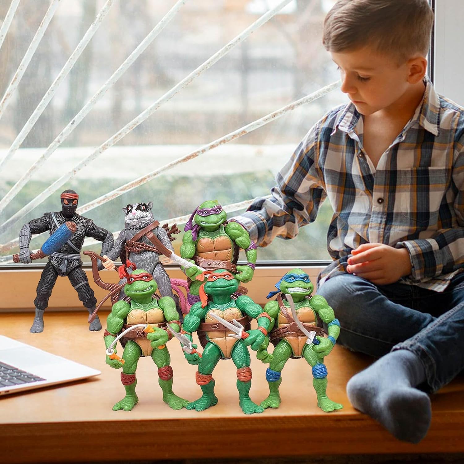 OBXAVV 4.7" Turtles Action Figures 6PCS Figure Bundle Toys Collection Birthday for Kids