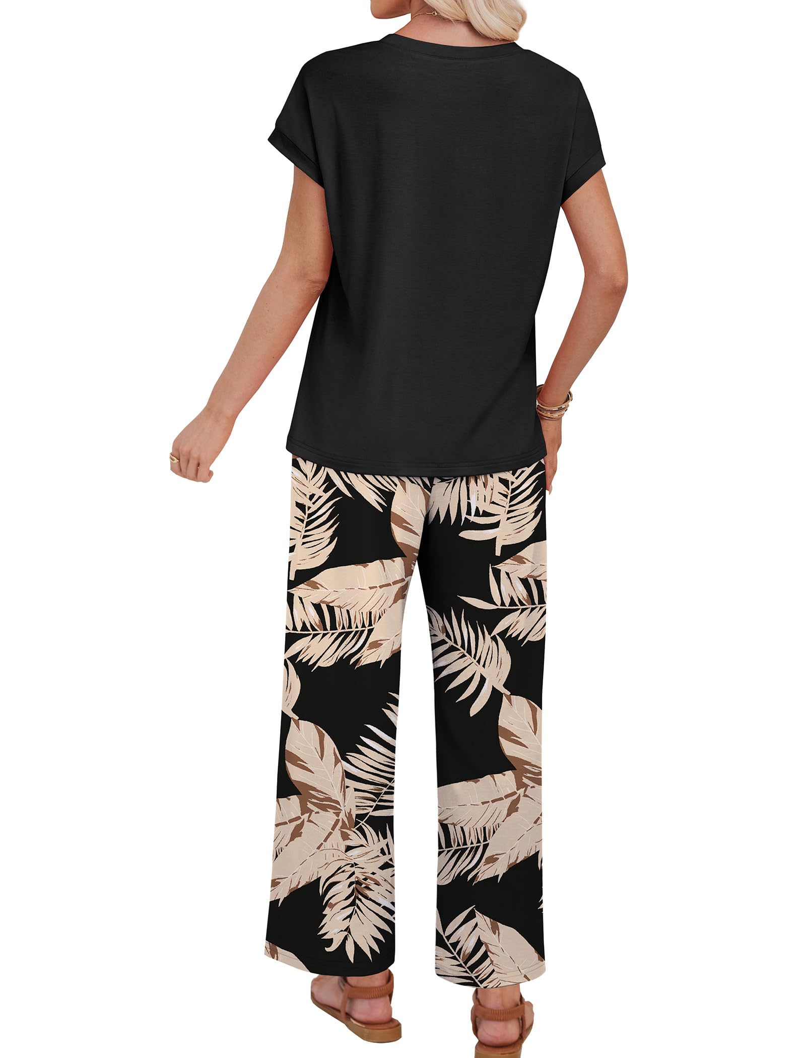 WIHOLL 2 Piece Sets for Women Dressy Tropical Vacation Outfits Beach Summer Clothes Lounge Sets Fashion Clothing Airport Travel Outfits Cruise Date Resort Wear 2026 Hawaiian Printed M